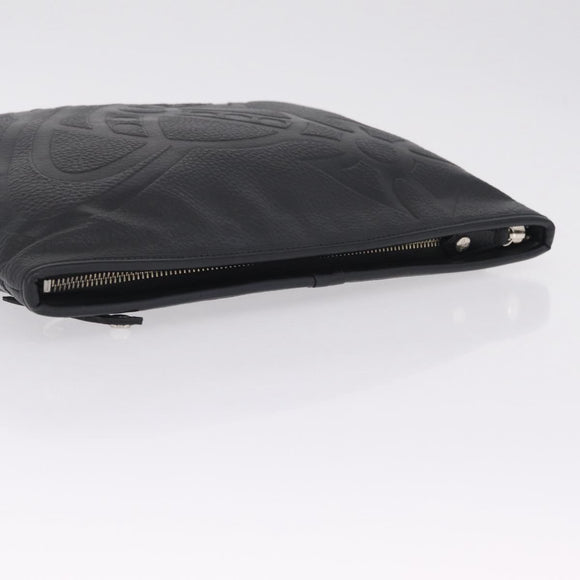 Vivienne Westwood Hamilton Orb Clutch Bag Leather Black Silver Auth am13330V