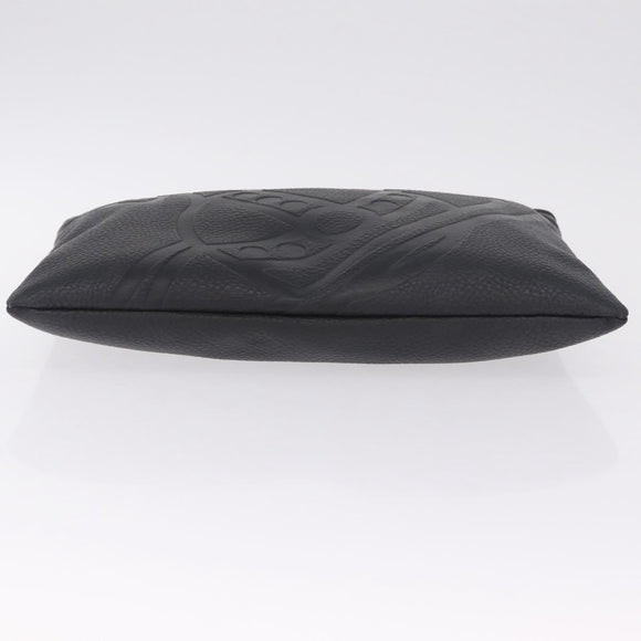 Vivienne Westwood Hamilton Orb Clutch Bag Leather Black Silver Auth am13330V