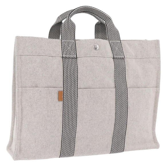 HERMES New Fourre Tout MM Tote Bag Canvas Gray Silver Auth am13331V