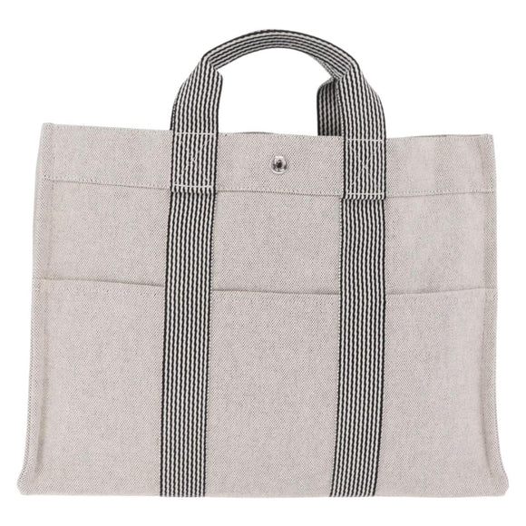 HERMES New Fourre Tout MM Tote Bag Canvas Gray Silver Auth am13331V