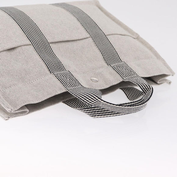 HERMES New Fourre Tout MM Tote Bag Canvas Gray Silver Auth am13331V