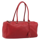 PRADA Hand Bag Leather Red Gold Auth am13332V-1