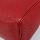 PRADA Hand Bag Leather Red Gold Auth am13332V-10