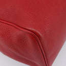 PRADA Hand Bag Leather Red Gold Auth am13332V-11