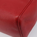PRADA Hand Bag Leather Red Gold Auth am13332V-12