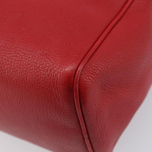 PRADA Hand Bag Leather Red Gold Auth am13332V