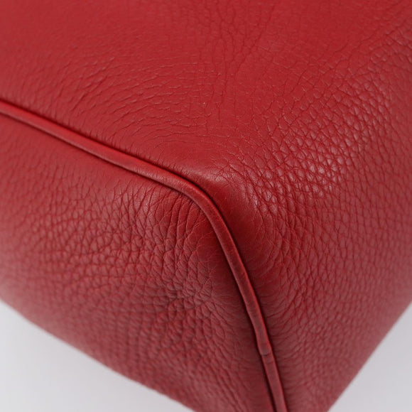 PRADA Hand Bag Leather Red Gold Auth am13332V
