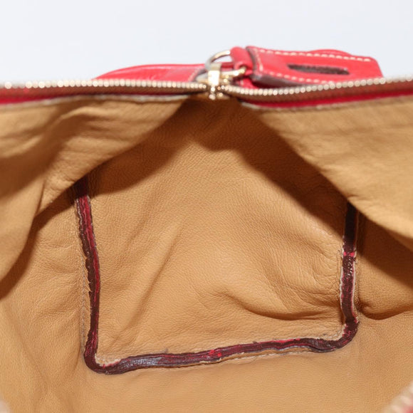 PRADA Hand Bag Leather Red Gold Auth am13332V
