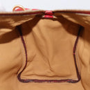 PRADA Hand Bag Leather Red Gold Auth am13332V-19