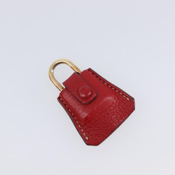 PRADA Hand Bag Leather Red Gold Auth am13332V