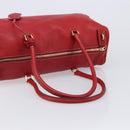 PRADA Hand Bag Leather Red Gold Auth am13332V-7