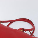 PRADA Hand Bag Leather Red Gold Auth am13332V-8