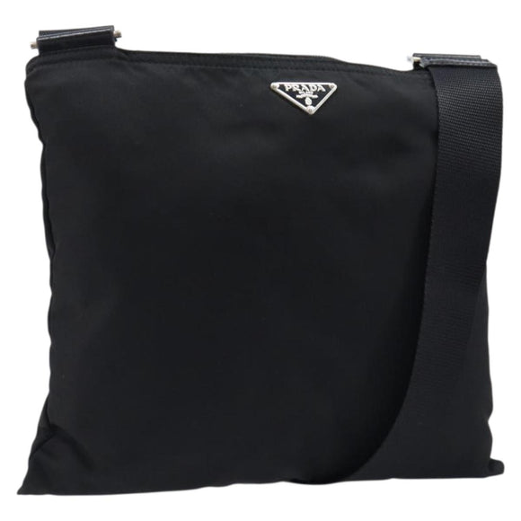 PRADA Shoulder Bag Nylon Black Silver BT0175 Auth am13333A