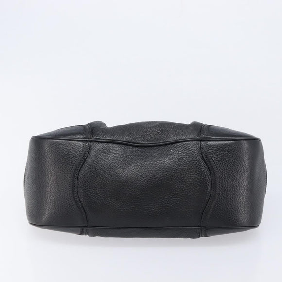 PRADA Ready Lock Hand Bag Leather Black Silver Auth am13334