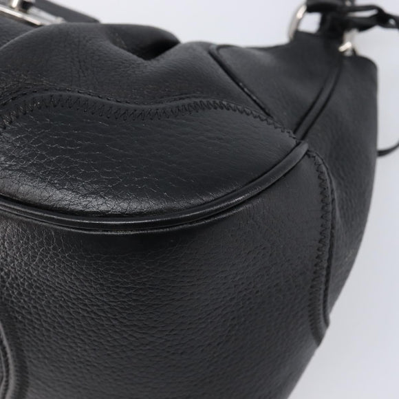 PRADA Ready Lock Hand Bag Leather Black Silver Auth am13334