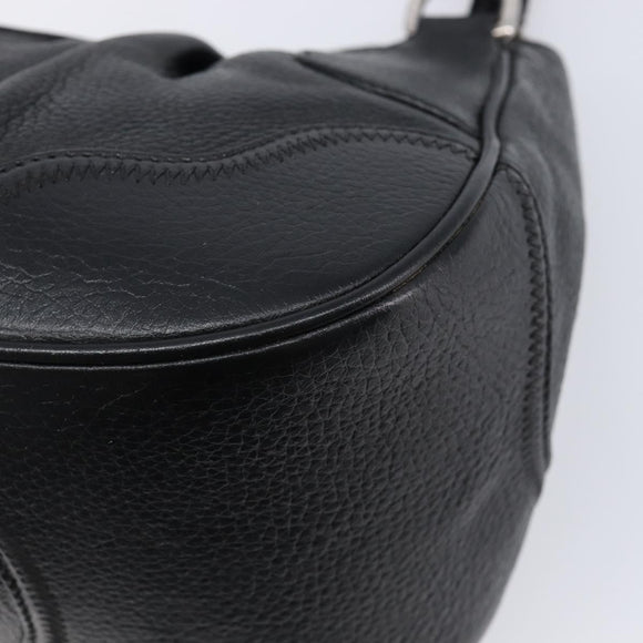 PRADA Ready Lock Hand Bag Leather Black Silver Auth am13334