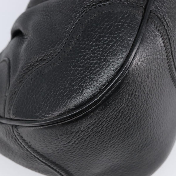 PRADA Ready Lock Hand Bag Leather Black Silver Auth am13334