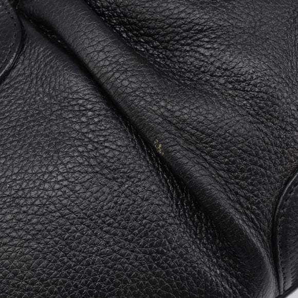 PRADA Ready Lock Hand Bag Leather Black Silver Auth am13334