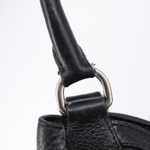 PRADA Ready Lock Hand Bag Leather Black Silver Auth am13334