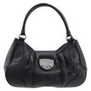 PRADA Ready Lock Hand Bag Leather Black Silver Auth am13334-2