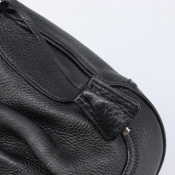 PRADA Ready Lock Hand Bag Leather Black Silver Auth am13334