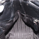 PRADA Ready Lock Hand Bag Leather Black Silver Auth am13334-25