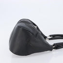 PRADA Ready Lock Hand Bag Leather Black Silver Auth am13334-4
