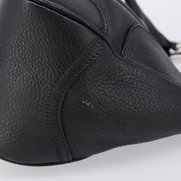 PRADA Ready Lock Hand Bag Leather Black Silver Auth am13334