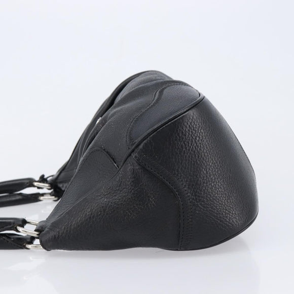 PRADA Ready Lock Hand Bag Leather Black Silver Auth am13334