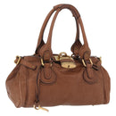 Chloe Paddington Hand Bag Leather Brown Gold Auth am13345V-1