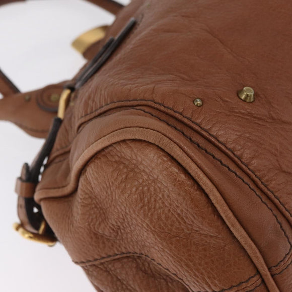 Chloe Paddington Hand Bag Leather Brown Gold Auth am13345V