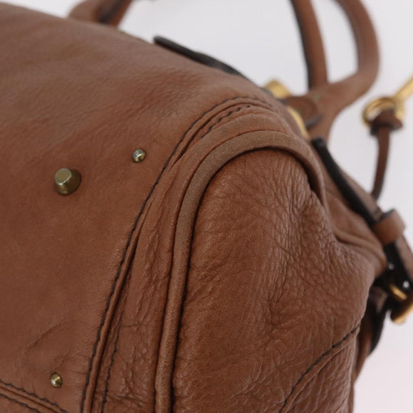 Chloe Paddington Hand Bag Leather Brown Gold Auth am13345V