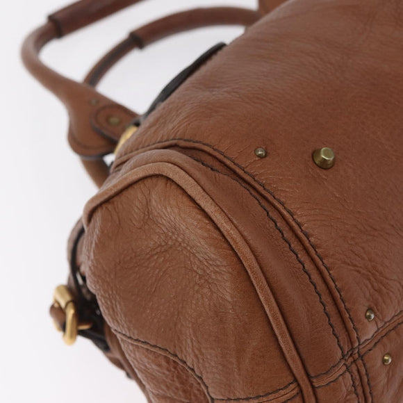 Chloe Paddington Hand Bag Leather Brown Gold Auth am13345V