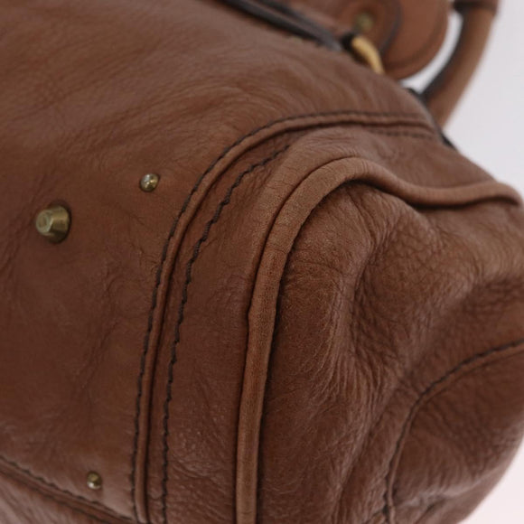 Chloe Paddington Hand Bag Leather Brown Gold Auth am13345V