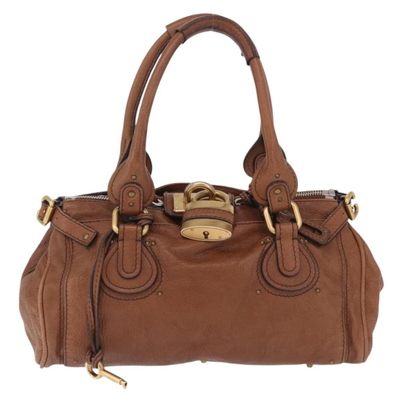 Chloe Paddington Hand Bag Leather Brown Gold Auth am13345V