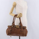 Chloe Paddington Hand Bag Leather Brown Gold Auth am13345V-26