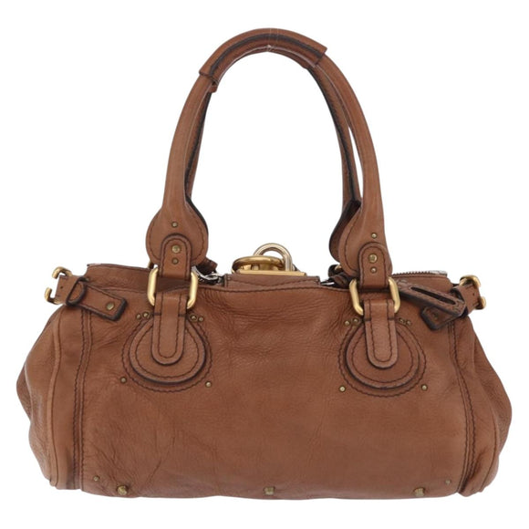 Chloe Paddington Hand Bag Leather Brown Gold Auth am13345V