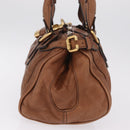 Chloe Paddington Hand Bag Leather Brown Gold Auth am13345V-4