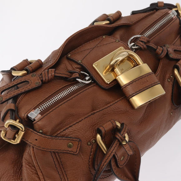 Chloe Paddington Hand Bag Leather Brown Gold Auth am13345V