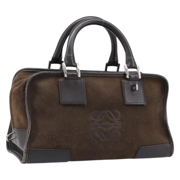 LOEWE Amazona 28 Hand Bag Suede Brown Silver Auth am13347A