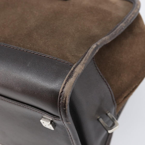 LOEWE Amazona 28 Hand Bag Suede Brown Silver Auth am13347A