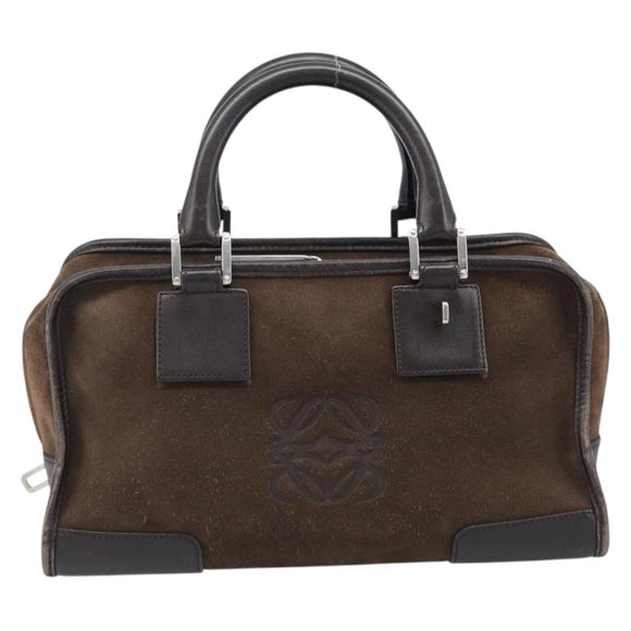 LOEWE Amazona 28 Hand Bag Suede Brown Silver Auth am13347A