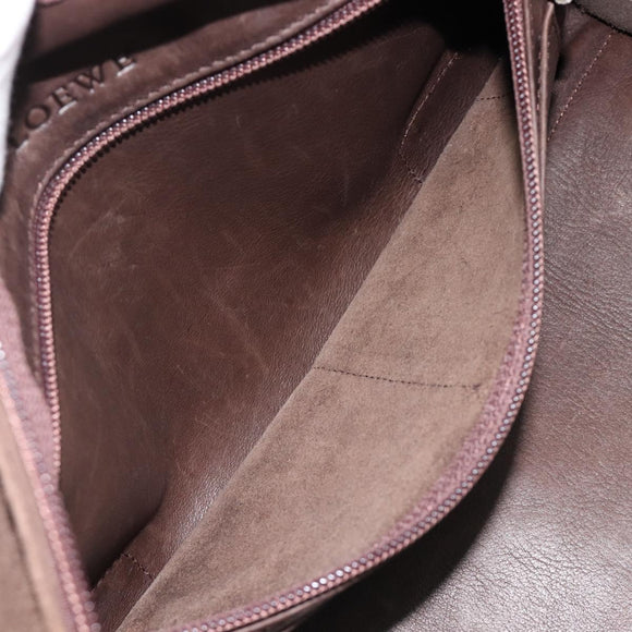LOEWE Amazona 28 Hand Bag Suede Brown Silver Auth am13347A