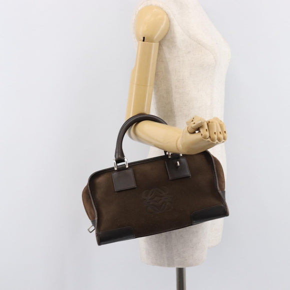 LOEWE Amazona 28 Hand Bag Suede Brown Silver Auth am13347A