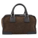 LOEWE Amazona 28 Hand Bag Suede Brown Silver Auth am13347A-3