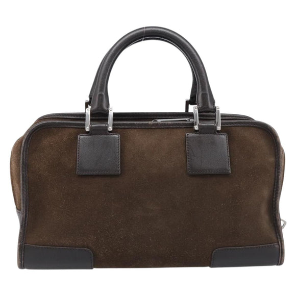 LOEWE Amazona 28 Hand Bag Suede Brown Silver Auth am13347A