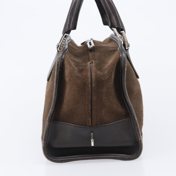 LOEWE Amazona 28 Hand Bag Suede Brown Silver Auth am13347A
