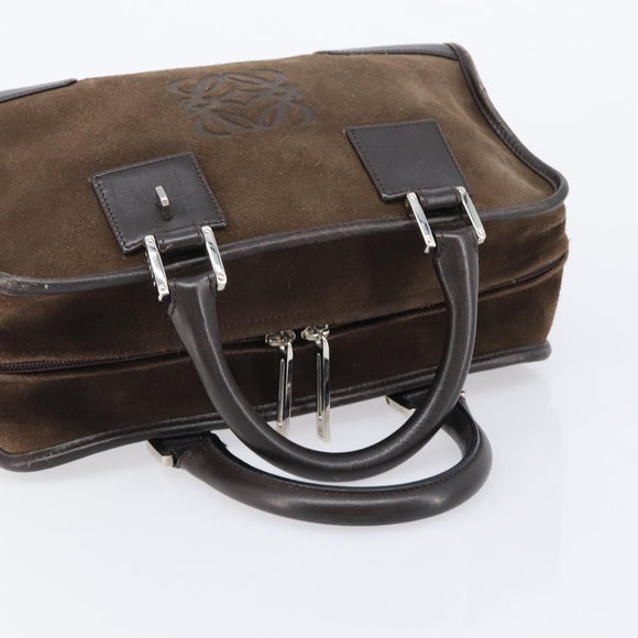 LOEWE Amazona 28 Hand Bag Suede Brown Silver Auth am13347A
