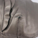 PRADA Frill Hand Bag Leather Gray Silver Auth am13348A-11