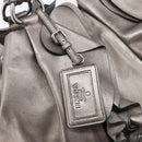 PRADA Frill Hand Bag Leather Gray Silver Auth am13348A-15